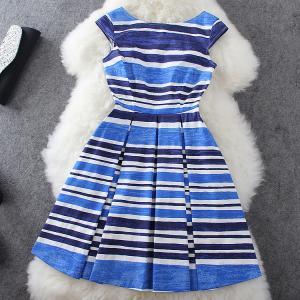 Blue Stripe Sleeveless Dress HT625D on Luulla
