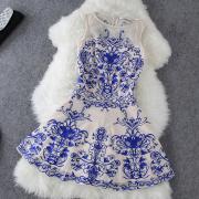 Fashion lace embroidery sleeveless dress AFCHGH
