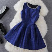 Fashion blue print sleeveless dress WQ724FD