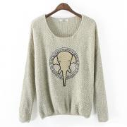 Fashion elephant patch sweater CA922DB