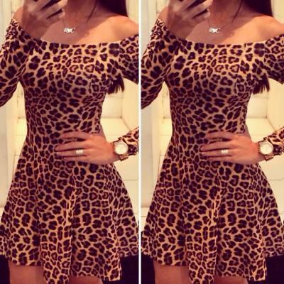 sexy leopard Long-sleeved dress BN1112E