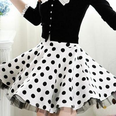 DOT LACE LONG-SLEEVED SKIRTS