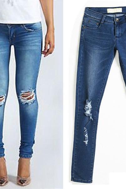 Fashion Hole Loose Jeans T15011003