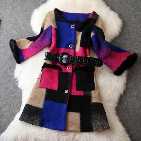 Fashion plaid coat woolen coat PL1107CC