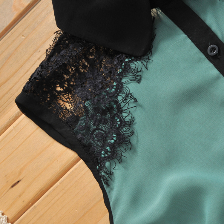 Fashion Lace Stitching Chiffon Shirt XXA621053 on Luulla