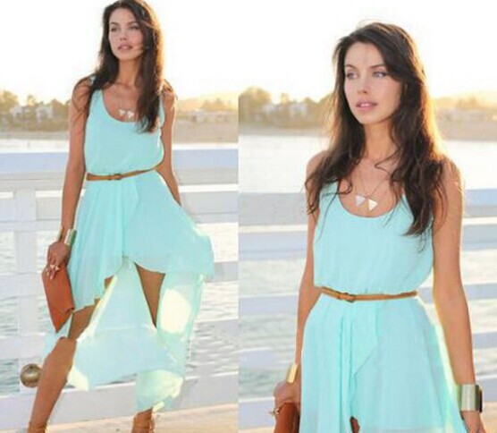 Irregular Pure Color Chiffon Dress on Luulla