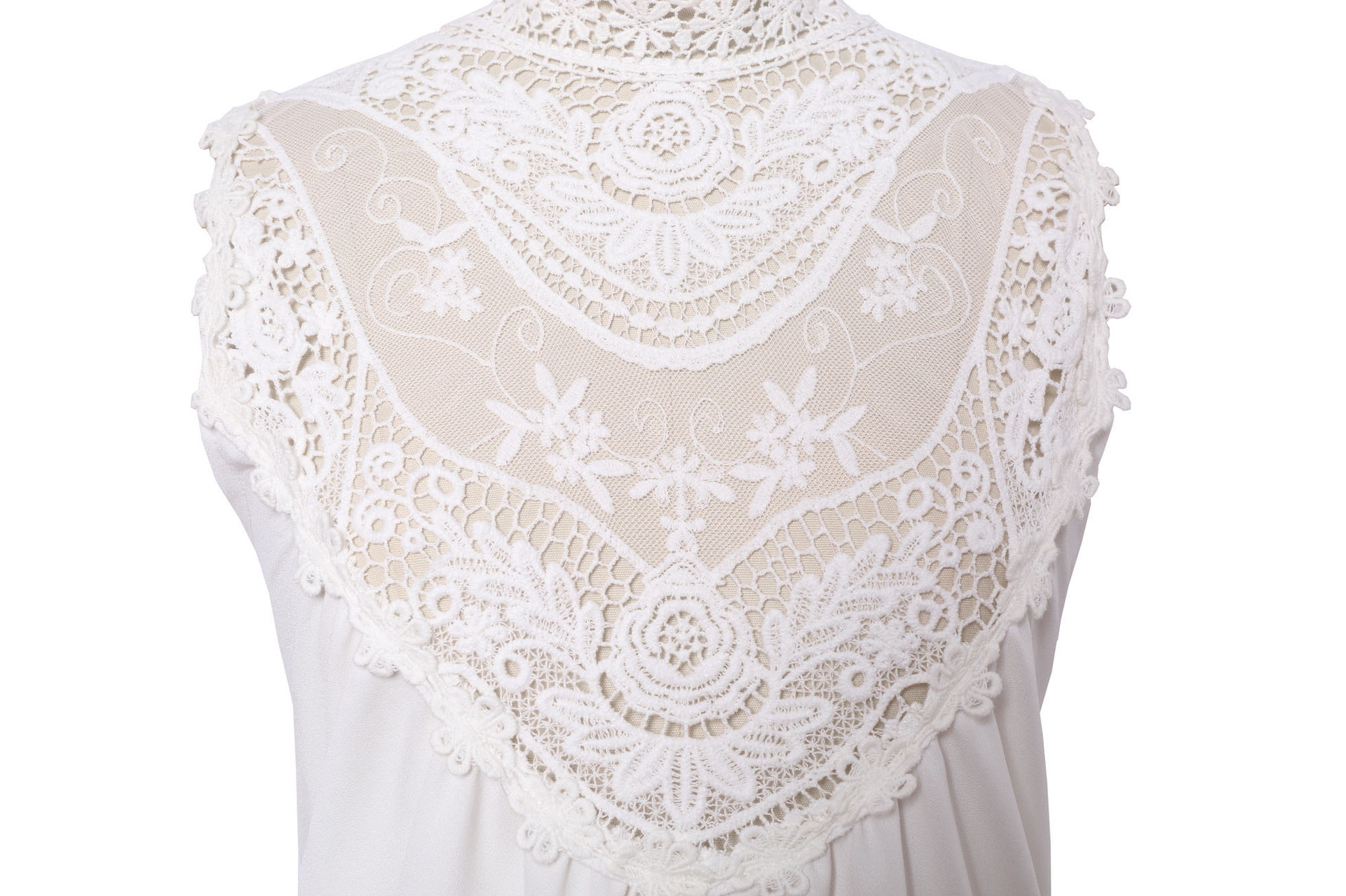 High Collar Lace White Dress Xq62826 on Luulla