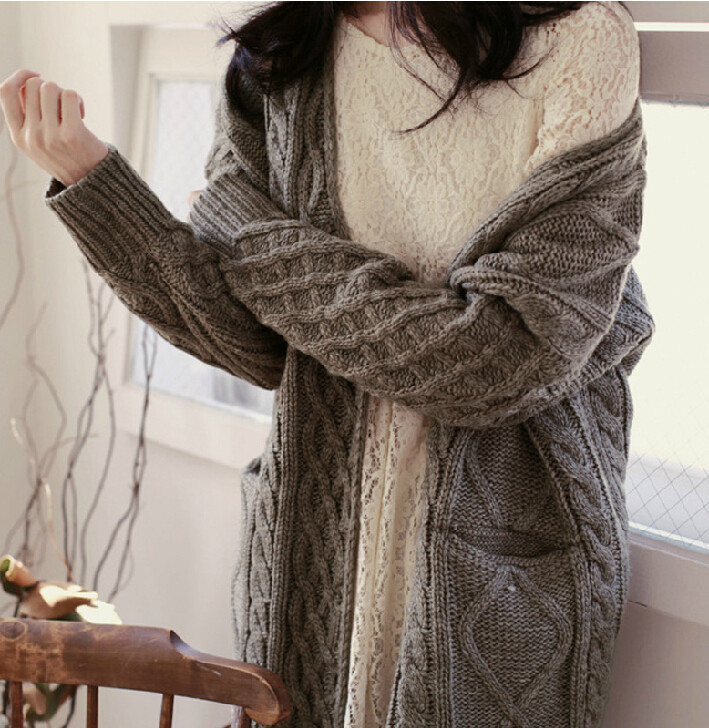 HAND-WOVEN LONG LOOSE SWEATERS AS107BB on Luulla